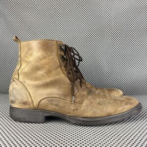 Men's Tan Leather Lace-Up Boots